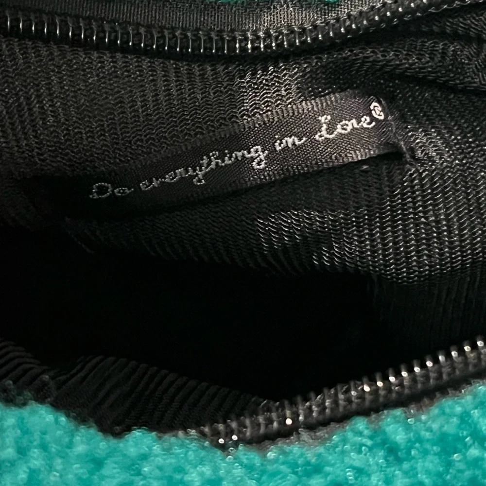 Green Fluffy Knot‎ Handle Curved Faux Sherpa Hobo Bag
